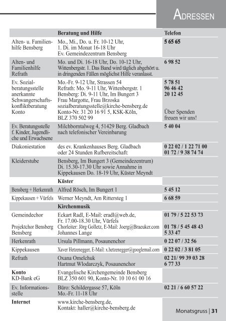 TERMINE - Evangelische Kirchengemeinde Bensberg