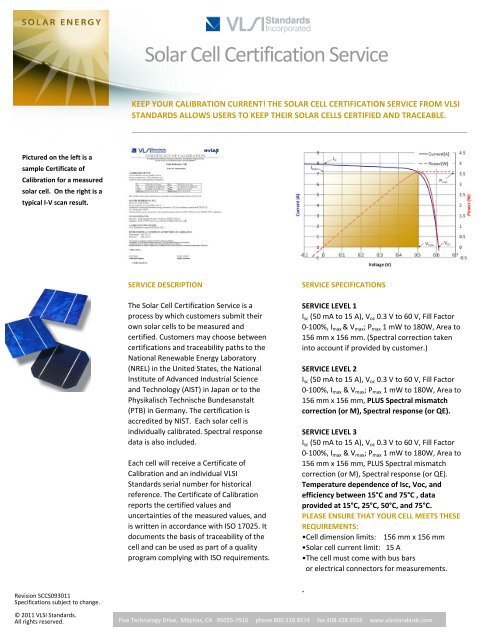 Solar Cell Certification Service - VLSI Standards, Inc.