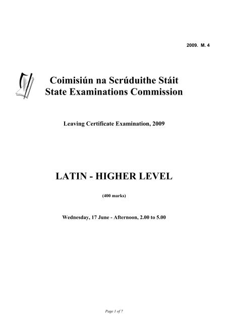 HIGHER LEVEL - Examinations.ie