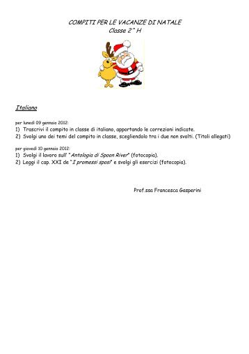 Compiti delle vacanze di Natale - classe 2^ H - Francesca Gasperini