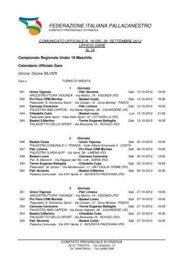 Calendario - Federazione Italiana Pallacanestro