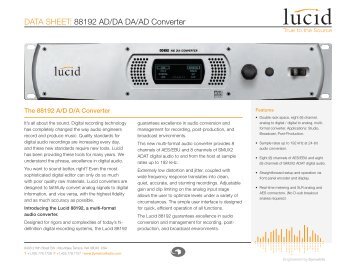 DATA SHEET: 88192 AD/DA DA/AD Converter - Symetrix