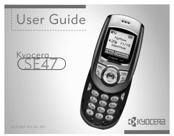 Kyocera SE47 DRAFT User Guide (VMU) - Virgin Mobile