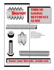 Starrett Thread Reference Guide - Ring & Plug Thread Gages