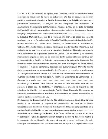 1 - - - ACTA 50.- En la ciudad de Tijuana, Baja California, siendo las ...