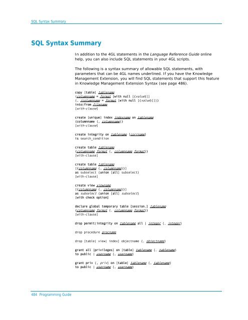 Programming Guide - Actian