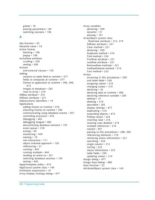 Programming Guide - Actian