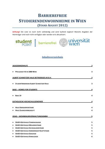 barrierefreie studierendenwohnheime in wien - Student Point ...