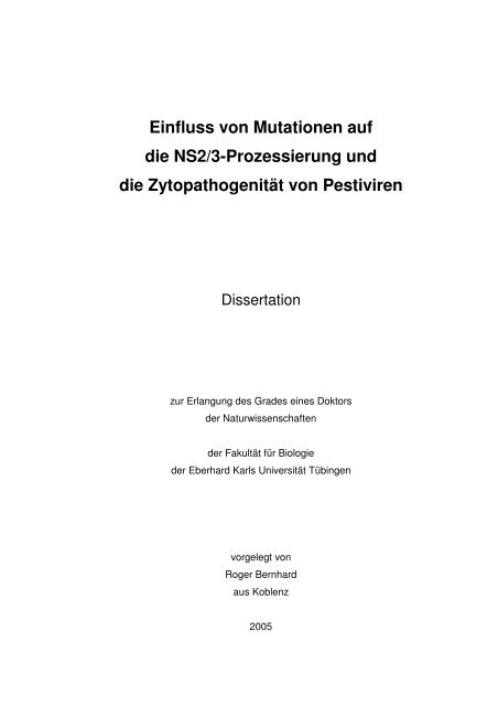 Einfluss von Mutationen auf die NS2/3-Prozessierung und die ...