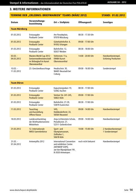 Ausgabe 04 - 2012 | 17. Februar 2012 - Deutsche Post - Philatelie