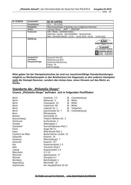 Stempel - Deutsche Post - Philatelie