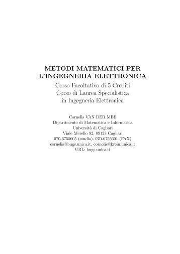 METODI MATEMATICI PER L'INGEGNERIA ELETTRONICA Corso ...