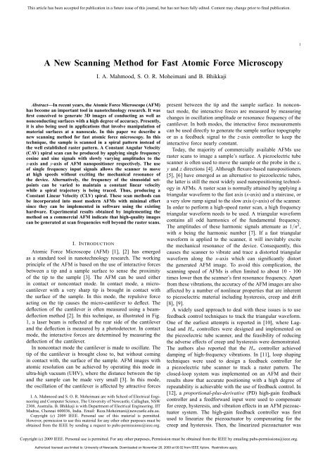 A New Scanning Method for Fast Atomic Force Microscopy - NT-MDT