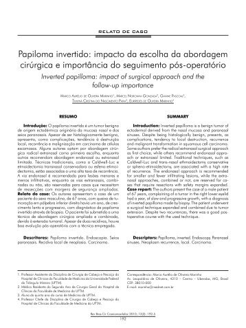 Papiloma invertido: impacto da escolha da abordagem ... - ABCCMF