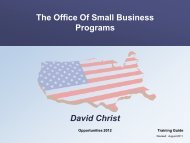 The Office Of Small Business Programs David Christ - sbtdc