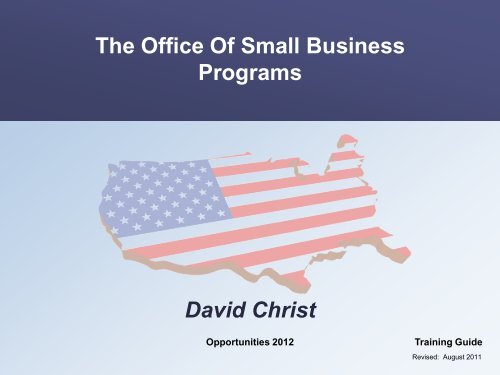 The Office Of Small Business Programs David Christ - sbtdc