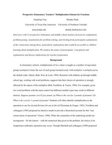 Multiplication Schema for Fractions - Mathematical Association of ...