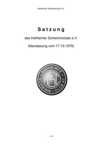 Satzung - Hofheimer Schwimmclub