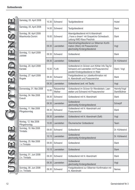 April / Mai 2008 - Evang.-Luth. Kirchengemeinde Leerstetten