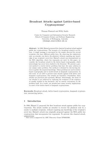 Broadcast Attacks against Lattice-based Cryptosystems*