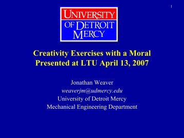 Jonanthan Weaver's Creativity Presentation- April, 2007