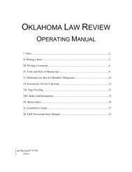 OKLAHOMA LAW REVIEW - University of Oklahoma