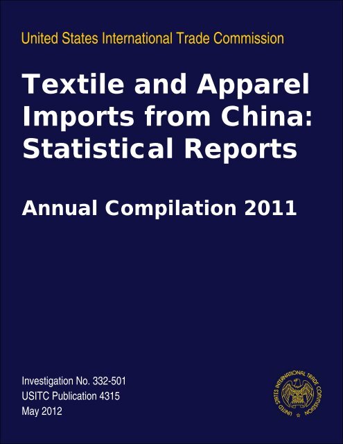 Textile and Apparel Imports from China: Statistical Reports ... - USITC