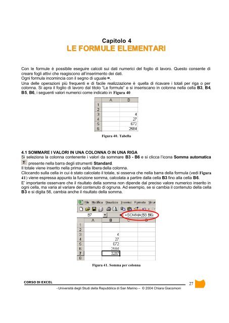 Corso di Excel - Università degli Studi della Repubblica di San Marino