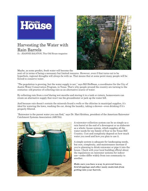 Harvesting the Water with Rain Barrels - Monroeville