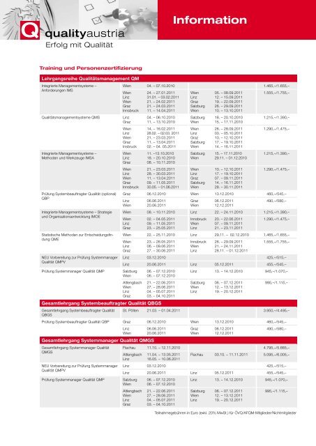 Information - Quality Austria