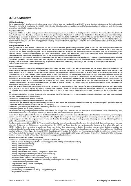 Schufa Merkblatt Ausfertigung Fur Den Kunden Psd Bank