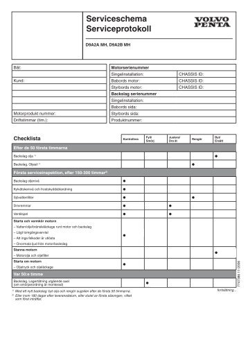 Serviceschema Serviceprotokoll - Volvo Penta Service
