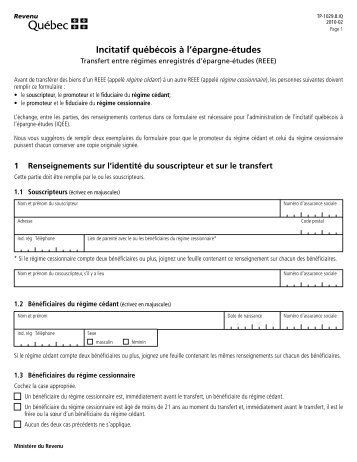 Transfert entre rÃ©gime enregistrÃ© d'Ã©pargne-Ã©tudes (REEE)