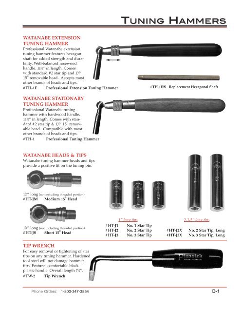 tuning tools view catalog - Pianotek Supply Company