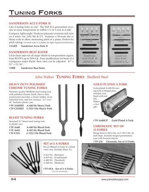 tuning tools view catalog - Pianotek Supply Company