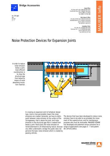 Noise Protection Devices for Expansion Joints - Maurer SÃ¶hne Group