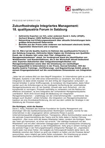 Zukunftsstrategie Integriertes Management: 18. qualityaustria Forum ...