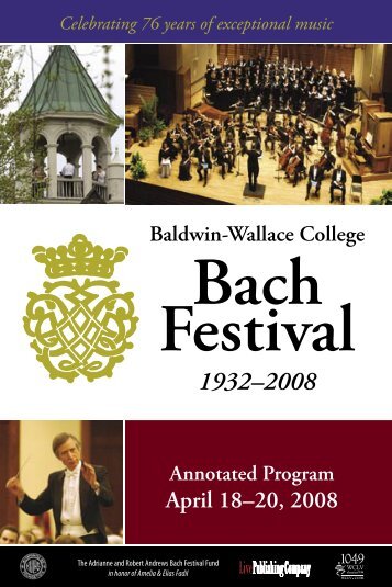76th Baldwin-Wallace College Bach Festival - 2008 - Bach Cantatas