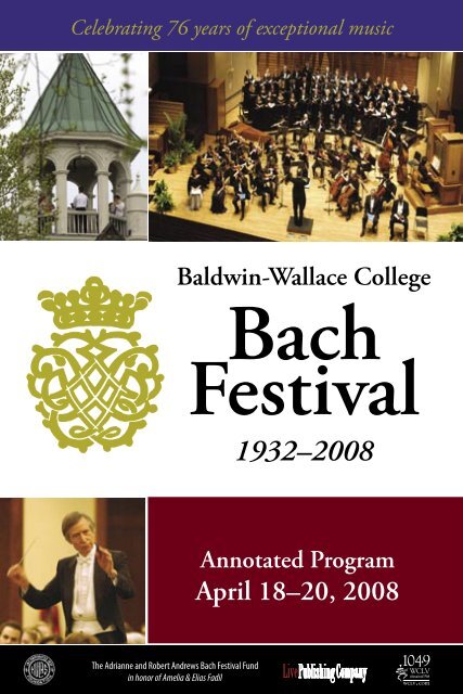 2008 Bach Baldwin-Wallace 76th Cantatas - Festival College - Bach