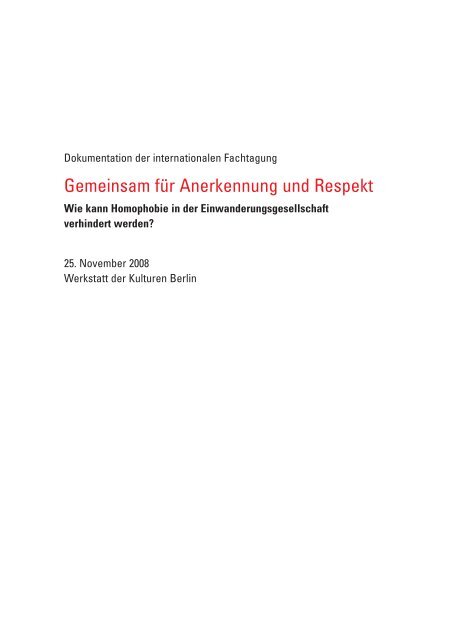 Homophobie in der Einwanderungsgesellschaft - Berlin.de