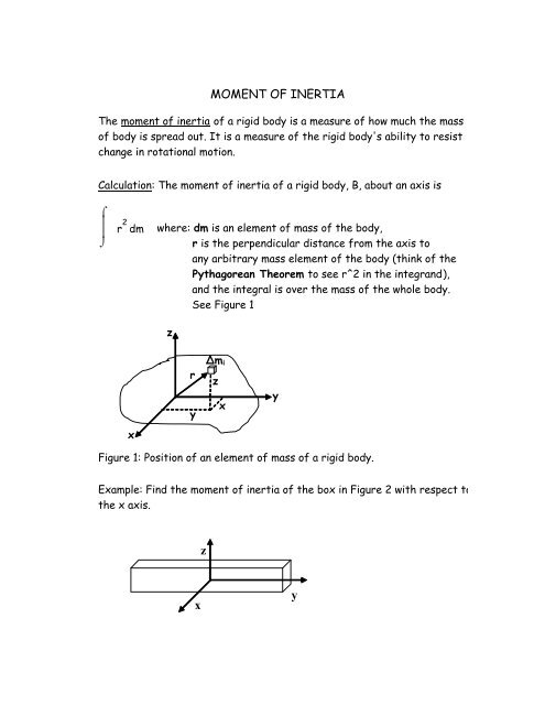 MOMENT OF INERTIA x z y