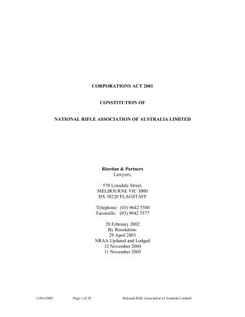 NRAA Constitution - National Rifle Association of Australia
