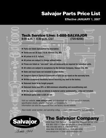 Effective JANUARY 1, 2007 - Salvajor