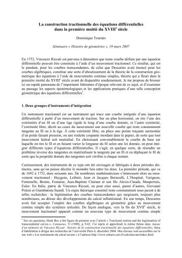 La construction tractionnelle des Ã©quations diffÃ©rentielles dans la ...