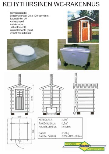 Valmis puinen wc-rakennus EV 200 mallistolle