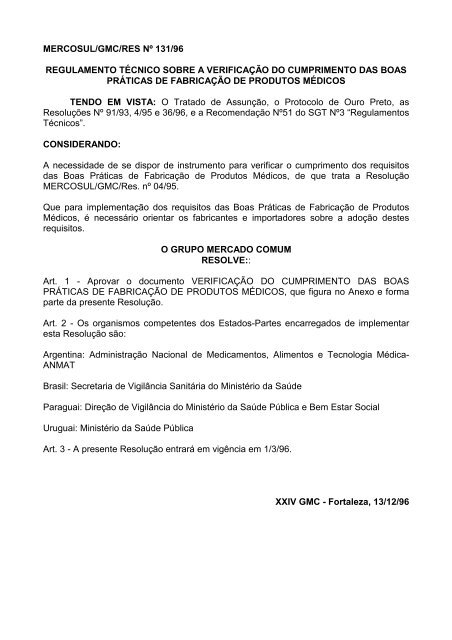 mercosul/gmc/res nº 131/96 regulamento técnico sobre a ... - Mercosur