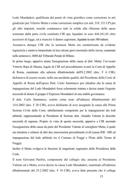 sentenza della Corte d'Appello di Milano - Lider-Lab