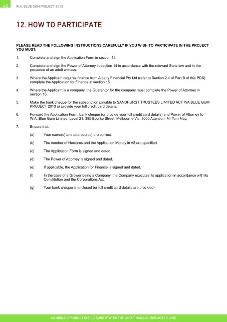 download WA Blue Gum Project Product Disclosure Statement 2013