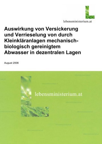 Auswirkung der Versickerung von gereinigtem Abwasser von ...