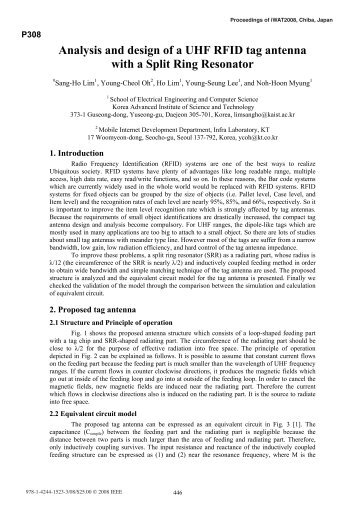 Analysis and design of a UHF RFID tag antenna with a Split ... - KAIST